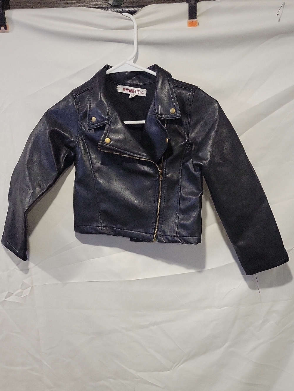 Kids Black Faux Leather Biker Jacket by HANETTE